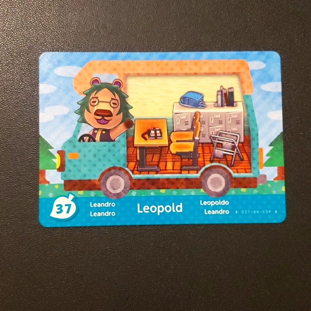 Leopold 37 animal crossing welcome amiibo RV card Nintendo switch